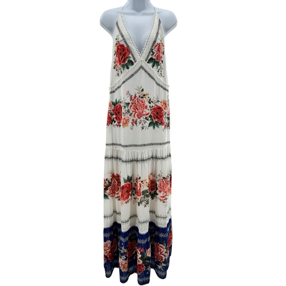 FARM Rio Vibrant Floral Maxi Dress in White and Blue - Picture 2 of 9